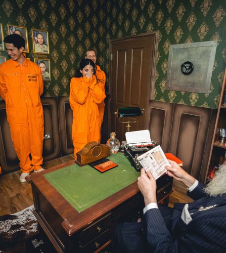 Birthday celebration with prison wardens at Alcotraz - immersive cocktail bar experience with character interactions.