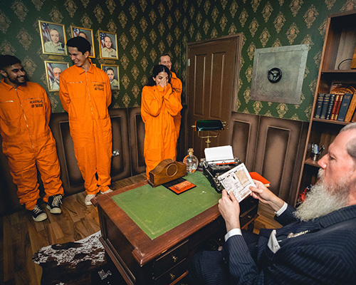 Warden's office at Alcotraz - detailed set design in this immersive prison-themed cocktail bar for authentic experience