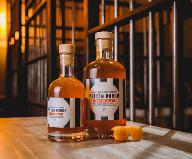 Old Fashioned cocktail at Alcotraz - traditional whiskey drink at this immersive prison bar experience.