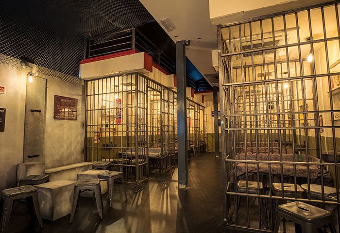 Alcotraz Manchester location - prison-themed immersive cocktail bar experience in northern England for unique nights out.
