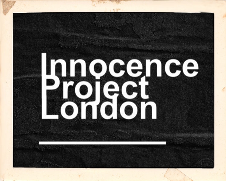 Innocence Project London - black and white logo.